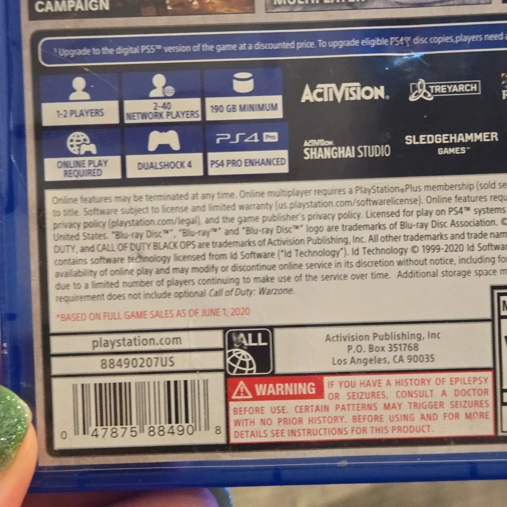 Call of Duty Black Ops Cold War Sony PS4 PlayStation 4 Video Game Activision